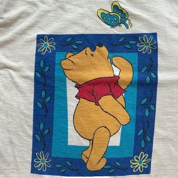 Vintage 90S White Short Sleeve Cropped Disney Winnie The Pooh Top Medium - Picture 9 of 11